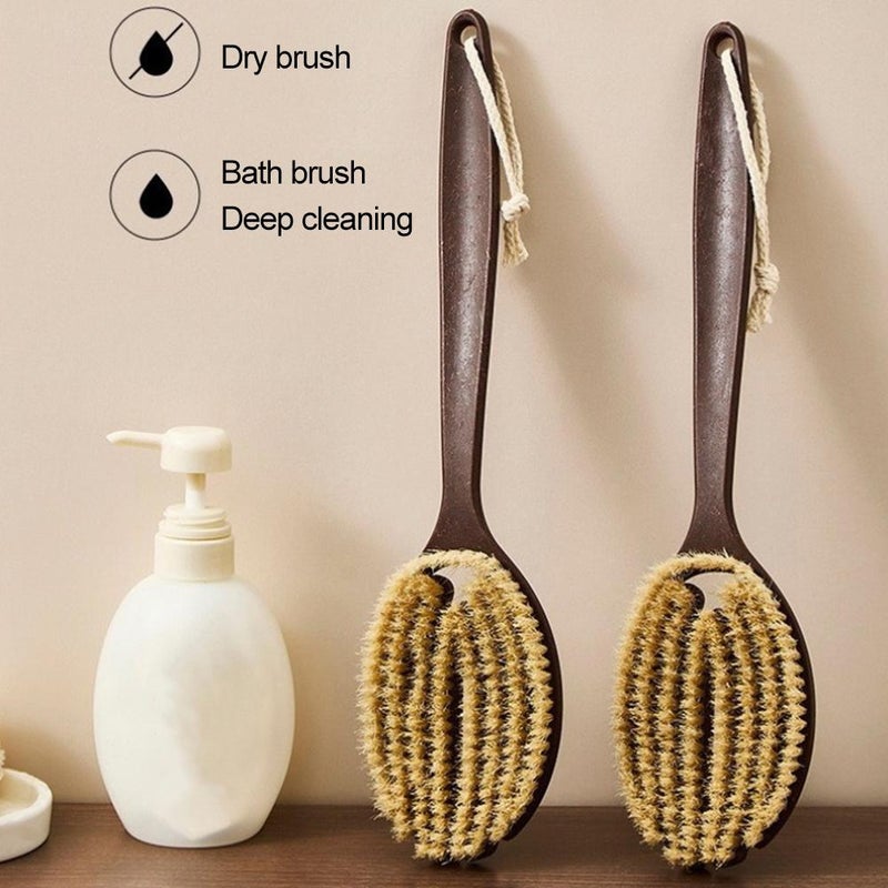 Back Scrubber for Shower,14.4" Coconut Fiber Bristle Bath Brush for Men and Women,Shower Back Scrubber Body Washer for Bath or Dry Brushing - Image 2